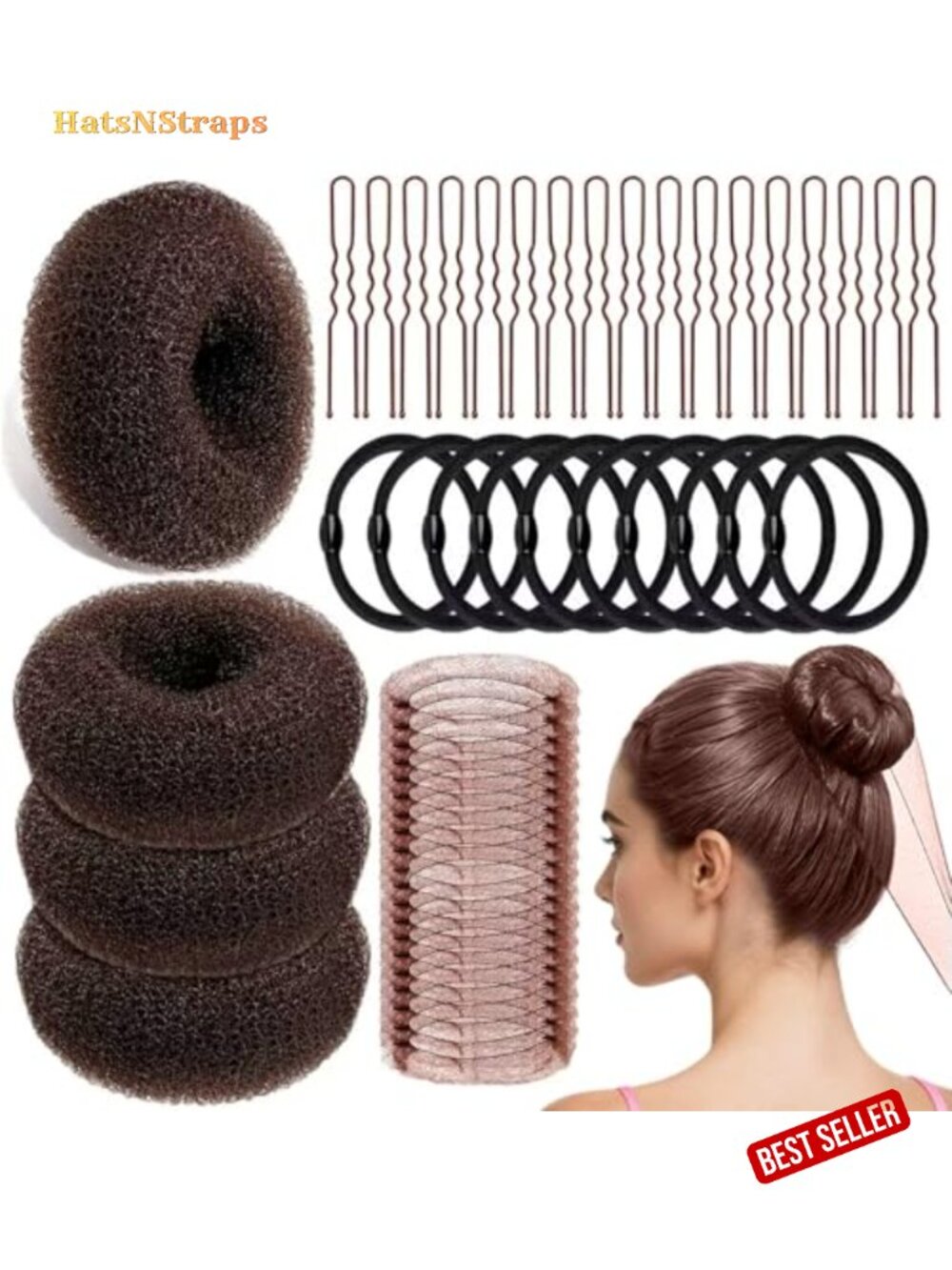 134 Pc Hair Bun Maker Kit Medium Metal U-Shaped Pins Hair Nets Bands for Ballet